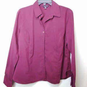 Women's George Maroon Burgundy Longsleeve Button-Down Shirt